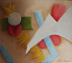 ..Centitre Neuve... 65x66 -Peinture a l‘huile,technique mixte sur drap peint...