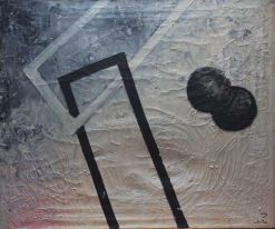 ..Centitre Neuve... 65x66 -Peinture a l‘huile,technique mixte sur drap peint...